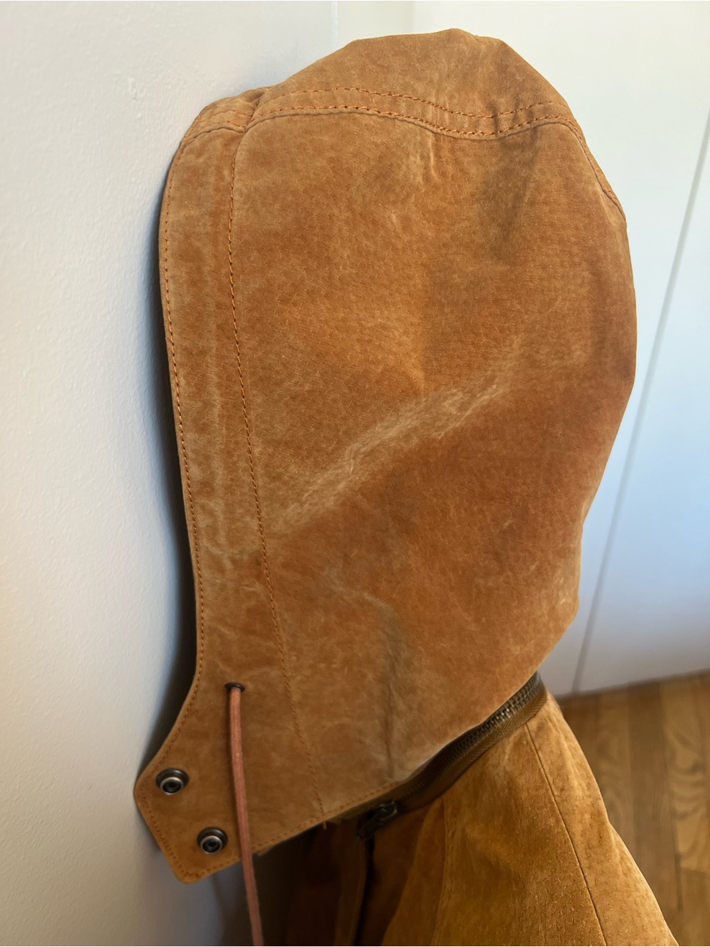 Vintage 90s Euro Mono of California Suede Cinched Utility Jacket - Size L - Picture 14 of 15